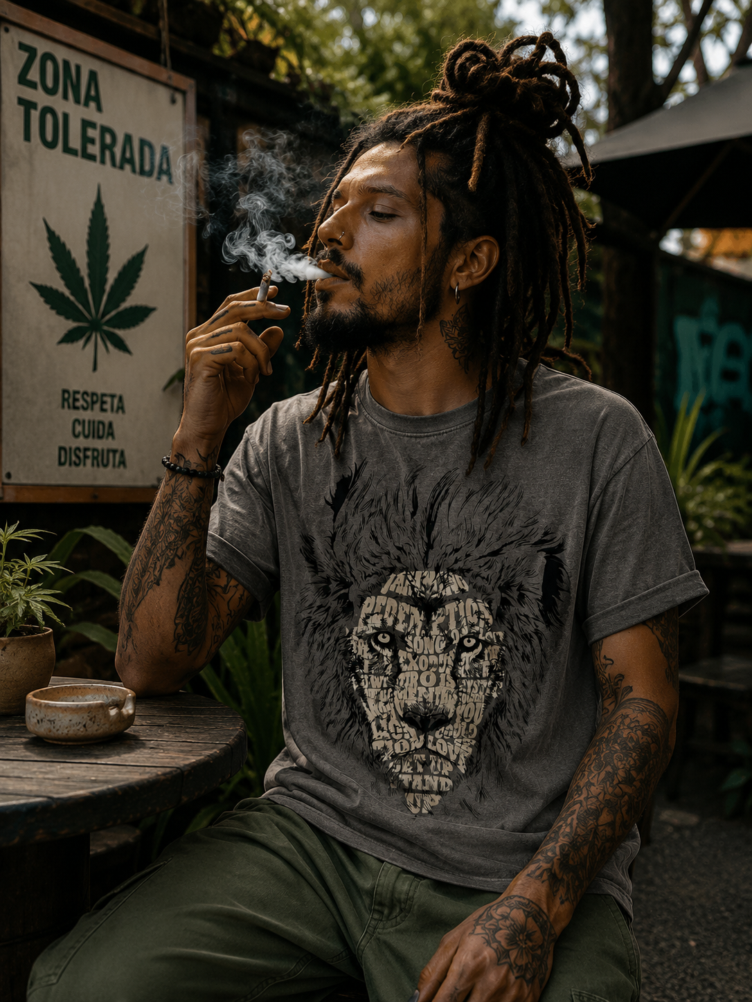 Playera León plantas | rasta y Espíritu de Playa PG