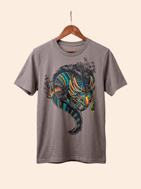 Axolote Neòn Tribal - Playera Gris de Arte Mexicano Contemporaneo