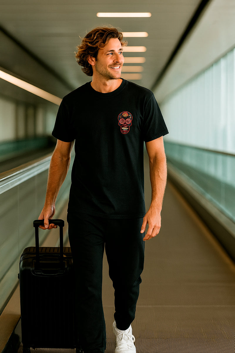 Playeras de calavera color negra manga corta